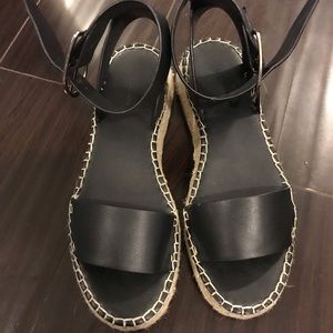 Zara Women’s black leather espadrille shoes